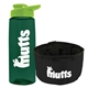 a t dark green bottle & lime green lid & black bowl the parched pup - 26 oz transparent tritan(tm) bottle folding dog bowl