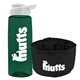 a t dark green bottle & white lid & black bowl the parched pup - 26 oz transparent tritan(tm) bottle folding dog bowl