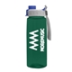 a t dark green bottle & gray with blue cap lid the flair - 26 oz transparent tritan(tm) bottle with quick snap lid