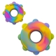 aerial view a rainbow gear push pop spinner, image 1 of 3