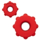 aerial view a red gear push pop spinner, image 1 of 3