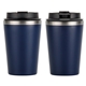 aerial view a navy blue paragon 12 oz polypropylene / stainless steel tumbler, image 1 of 3