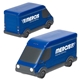 aerial view a blue ev delivery van stress reliever, image 1 of 2
