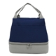 aerial view a navy blue/gray galley rpet insulated lunch bag, image 1 of 3