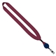 aerial view a burgundy 3/4 cotton lanyard with metal crimp retractable badge reel, image 1 of 15