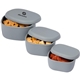 aerial view a gray zili silicone storage containers, set of 3 (7, 10, 20 oz), image 1 of 3