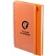 aerial view a orange 5.5 x 8.5 spiral notebook with clear pocket, image 1 of 6