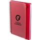 aerial view a red 5.5 x 8.5 spiral notebook with clear pocket, image 1 of 6