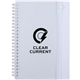 aerial view a white 5.5 x 8.5 spiral notebook with clear pocket, image 1 of 6