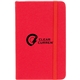 aerial view a red 3.5 x 5.5 recycled pocket bound journal, image 1 of 4