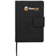 aerial view a black 5.5 x 8.5 fsc(r) recycled canvas bound notebook, image 1 of 5
