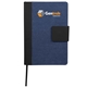 aerial view a blue 5.5 x 8.5 fsc(r) recycled canvas bound notebook, image 1 of 5
