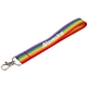 aerial view a rainbow rainbow recycled wrist lanyard, image 1 of 5