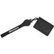 aerial view a black recycled wrist lanyard with card holder, image 1 of 2