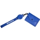 aerial view a blue recycled wrist lanyard with card holder, image 1 of 8