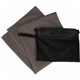 aerial view a gray cooling towel with travel pouch, image 1 of 5