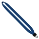 aerial view a royal blue 3/4 cotton lanyard with plastic clamshell o - ring, image 1 of 2