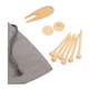 aerial view a group of bamboo golf tee set with recycled pouch, image 8 of 10