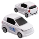 aerial view a white ev sedan stress reliever, image 1 of 2
