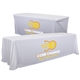 a white serged convertible table throw