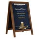 aerial view a light brown 32.5 deluxe wood a - frame imprinted chalkboard kit, image 1 of 2