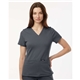 aerial view a carbon grey jaanuu - womens cesi ultrasoft scrub v - neck top, image 1 of 6