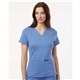 aerial view a ceil blue jaanuu - womens cesi ultrasoft scrub v - neck top, image 1 of 6