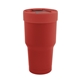 aerial view a red 30 oz reynolds stainless steel tumbler with silicone lid, image 1 of 6