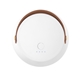 aerial view a white with brown rechargeable lamp with removeable lantern top, image 1 of 2