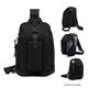 aerial view a black tumi knight sling backpack, image 1 of 2