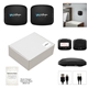 aerial view a black wall mount wireless speaker set, image 1 of 2