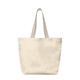 aerial view a natural with natural handles recycled canvas tote bag, image 1 of 2