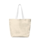 aerial view a natural with white handles recycled canvas tote bag, image 1 of 2