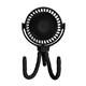 aerial view a black portable rechargeable fan with flexible tripod, image 1 of 3