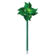 a green pinwheel shaped pen