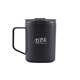 aerial view a black reduce(r) 14 oz hot1 desk mug, laser, standard, image 1 of 2