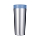 aerial view a blue circular 16 oz recycled stainless cup, image 1 of 4