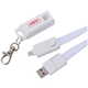 aerial view a white (wh) 5- in -1 40w pd charging cable lanyard, image 1 of 14