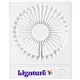 aerial view a white rechargeable slim 3 speed desk fan, image 1 of 5