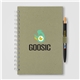 aerial view a sage terra recycled milk carton hard cover spiral a5 notebook reborn pen set, image 1 of 3