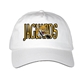 aerial view a white campbell retail quality 5- panel cotton dad cap full color, image 1 of 7