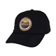 aerial view a black campbell retail quality 5- panel cotton dad cap full color, image 1 of 4