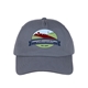 aerial view a slate gray campbell retail quality 5- panel cotton dad cap full color, image 1 of 4