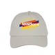 aerial view a beige campbell retail quality 5- panel cotton dad cap full color, image 1 of 4
