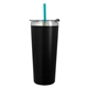 a black tumbler & teal straw 24 oz colma basics tumbler