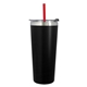 a black tumbler & red straw 24 oz colma basics tumbler