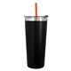 a black tumbler & orange straw 24 oz colma basics tumbler
