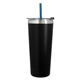 a black tumbler & blue straw 24 oz colma basics tumbler