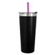 a black tumbler & fuchsia straw 24 oz colma basics tumbler