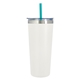 a white tumbler & teal straw 24 oz colma basics tumbler